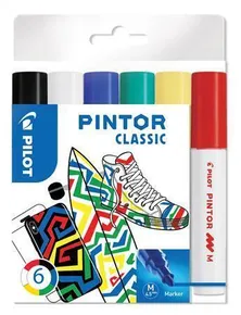 Set dekorativer Marker „Pintor M“, 6 klassische Farben, 1,4 mm, PILOT